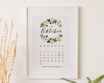 Personalisiertes Poster mit markiertem Hochzeitstag als Hochzeitsgeschenk für ein Paar | Jahrestag, Valentinstag, Geburt | Geschenkidee