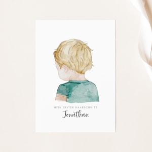 Personalisiertes Poster Junge, Erster Haarschnitt Erinnerung, Kinderzimmer Deko, Wanddeko als Babygeschenk