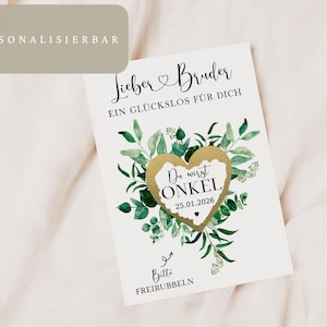 Rubbelkarte Du wirst Onkel, Glückslos Schwangerschaft verkünden, Rubellos personalisiert, Überraschungskarte Baby, Onkel Geschenk