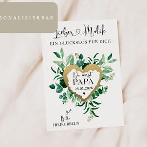 Rubbellos Du wirst Papa, Überraschung werdender Vater, Schwangerschaft verkünden an Partner, Freund, Ehemann, Glückslos Baby personalisiert