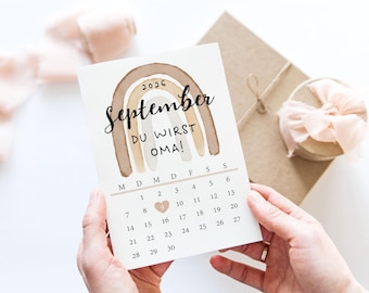 Personalisierte Karte Du wirst Papa, Oma, Opa | Schwangerschaft verkünden | Regenbogen Watercolor A5 A6