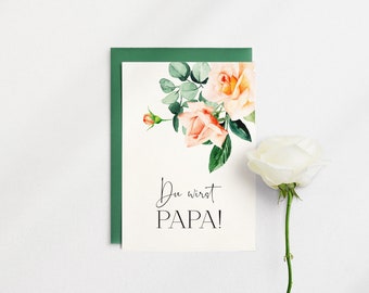 Du wirst Papa Karte A6 inkl. Umschlag, Watercolor Blumen