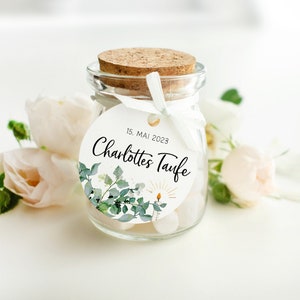 10 or 30 personalized gift tags for baptism, communion or confirmation, guest gift baptism hang tag round ø 50 mm