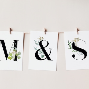 Karte mit Buchstabe | Blumen Buchstaben Aquarell, DIY Girlande aus Papier, Postkarte Buchstabe