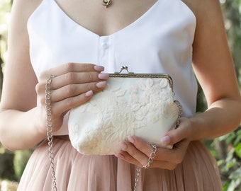 Lace Bridal Clutch Ivory  clutch Wedding Clutch Evening Cocktail Clutch Lace wedding bag Bridal bag clutches Wedding clutch elegant