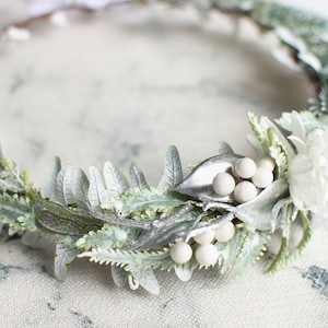 Winter Wedding Hair Wreath: White Floral Crown Headband