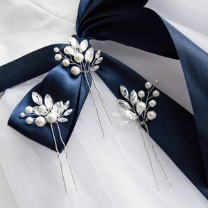 Crystal Pearl Hair Pins - Bridal Branch Hairpiece Set of 3