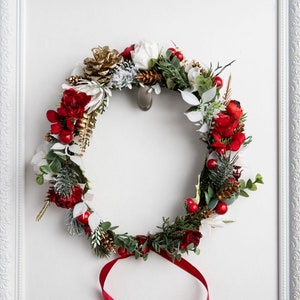 Red Winter Flower Crown: Woodland Wedding Hair Wreath