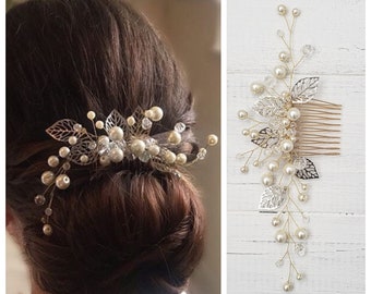 Swarowski Bridal Hair Comb Crystals Bridal Wedding Headband Hair Jewelry White Pearl Headpiece Pearl Hair Vine