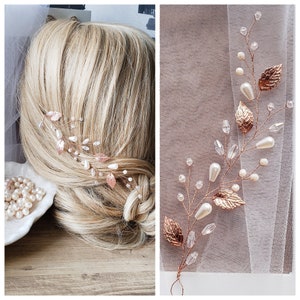 Rose Gold hair vine Rose Gold bridal hairpiece Rose Gold leaf comb Rose Gold wedding jewerly Bridal jewerly Rose gold leaf vine
