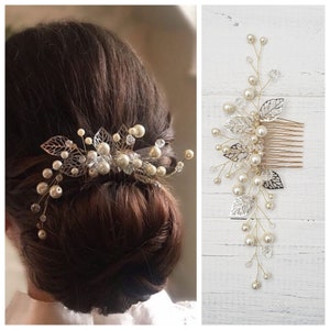 Swarowski Bridal Hair Comb Crystals Bridal Wedding Headband Hair Jewelry White Pearl Headpiece Pearl Hair Vine