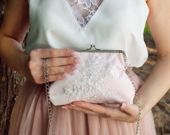 Bride Clutch  Bridal Clutch Wedding Clutch Pink Lace Clutch Pink Lace Clutch Bride Clutch Mother of bride Clutch Maid of Honor Clutch