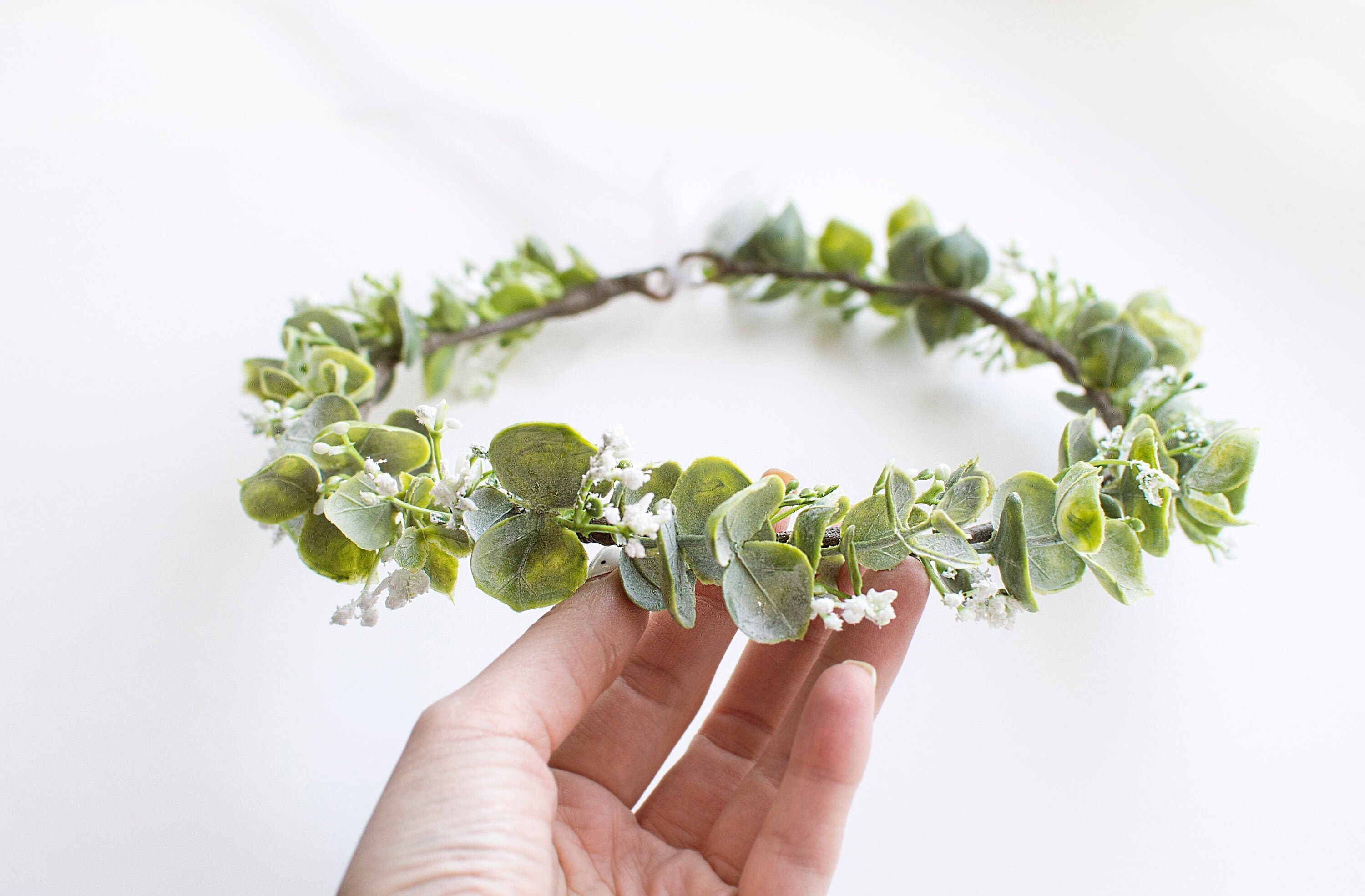 Greenery Floral Crown Greenery Wedding Crown Greenery Hair Etsy
