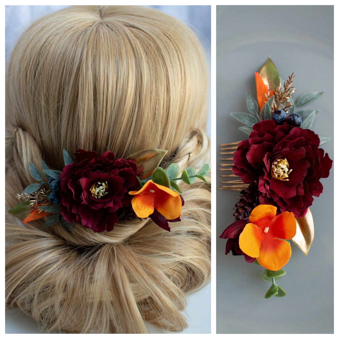 Autumn Hairpiece Autumn Hair Comb Burnt Orange Hair Comb Etsy
