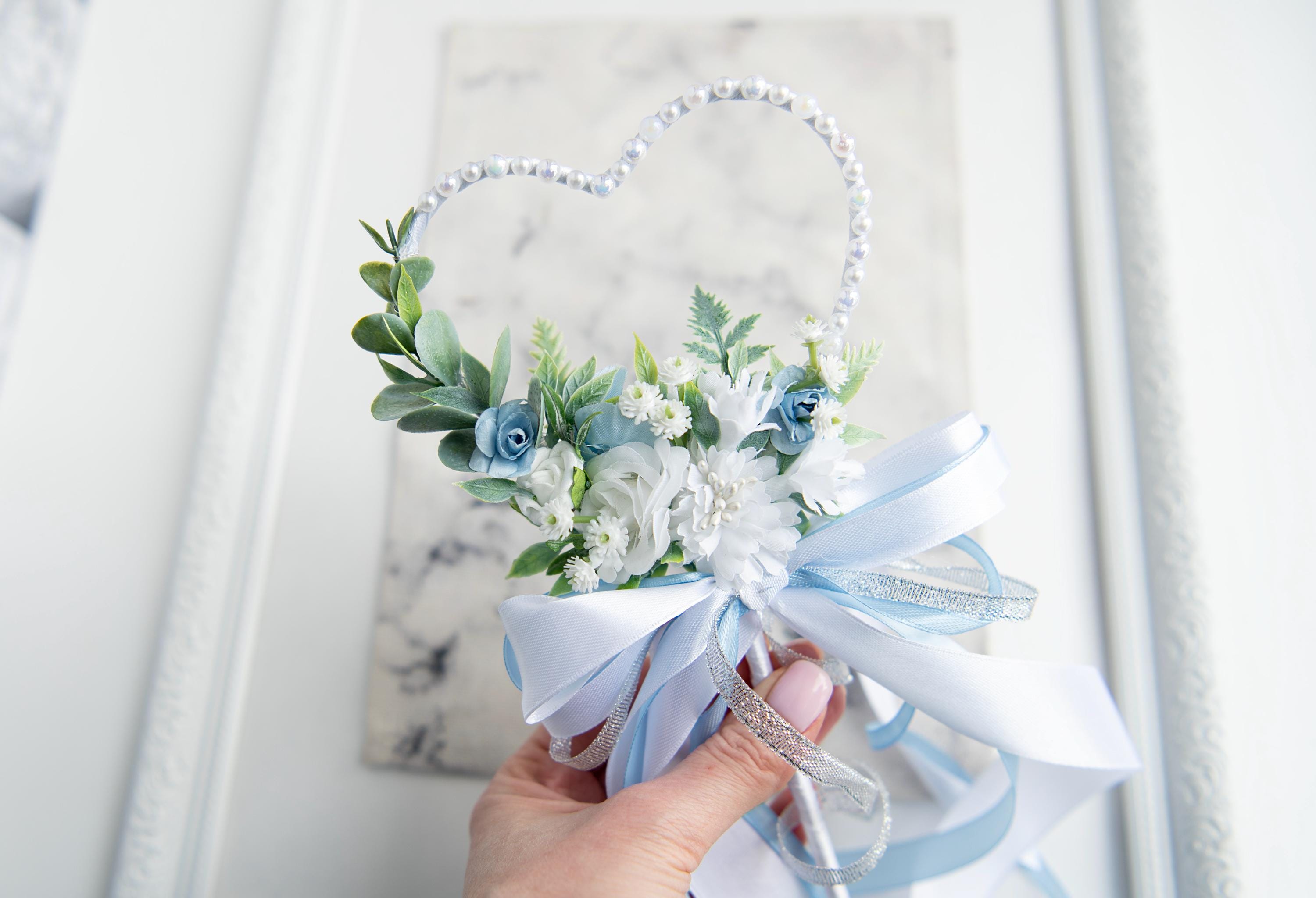 Dusty Blue Flower Hoop Bouquet: Boho Rustic Wedding Decor - Etsy, image size:3000x2048