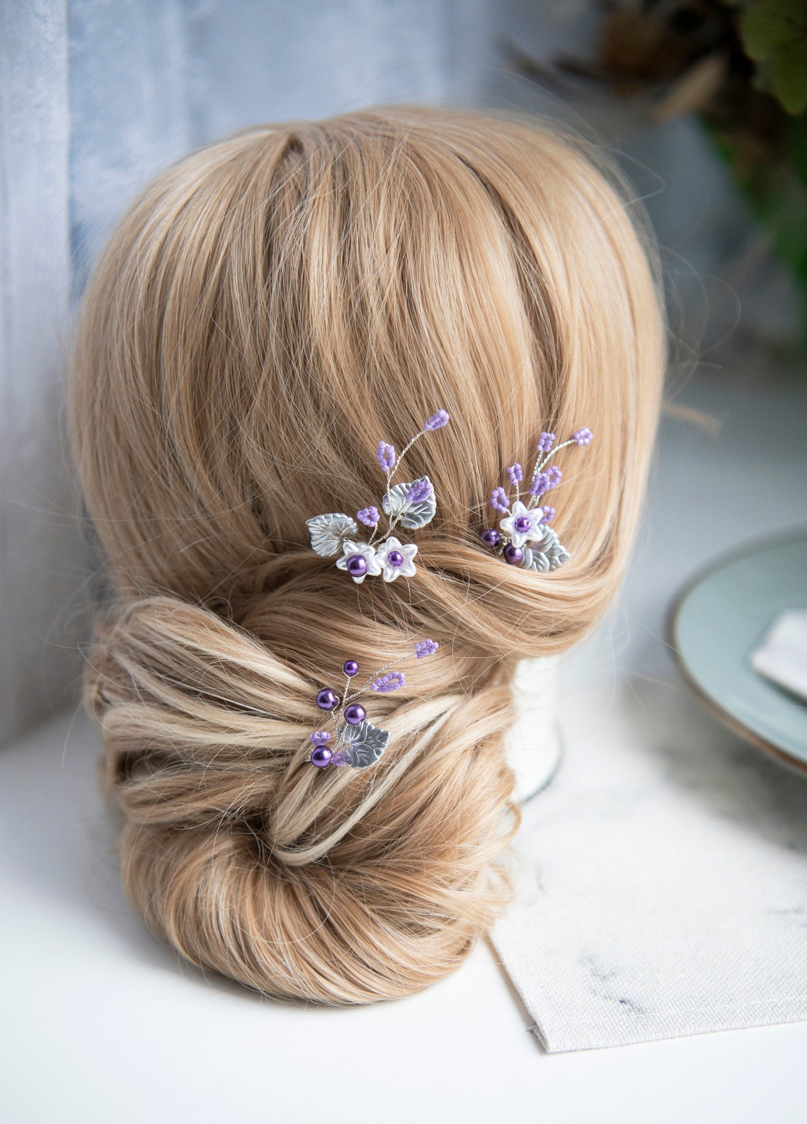 Lavender Hair Pins Purple Hair Pins Bridesmaid Hair Pins Etsy