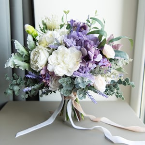 Lilac Lavender Wedding Bouquet: Rustic Purple Bridal Bouquet