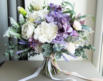 Lilac Lavender Wedding Bouquet: Rustic Purple Bridal Bouquet