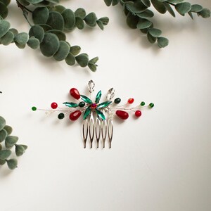 Forest hairpiece Winter wedding comb  Christmas hairpiece Winter bridal comb Christmas gift Christmas hair comb Winter hair clip Green hair