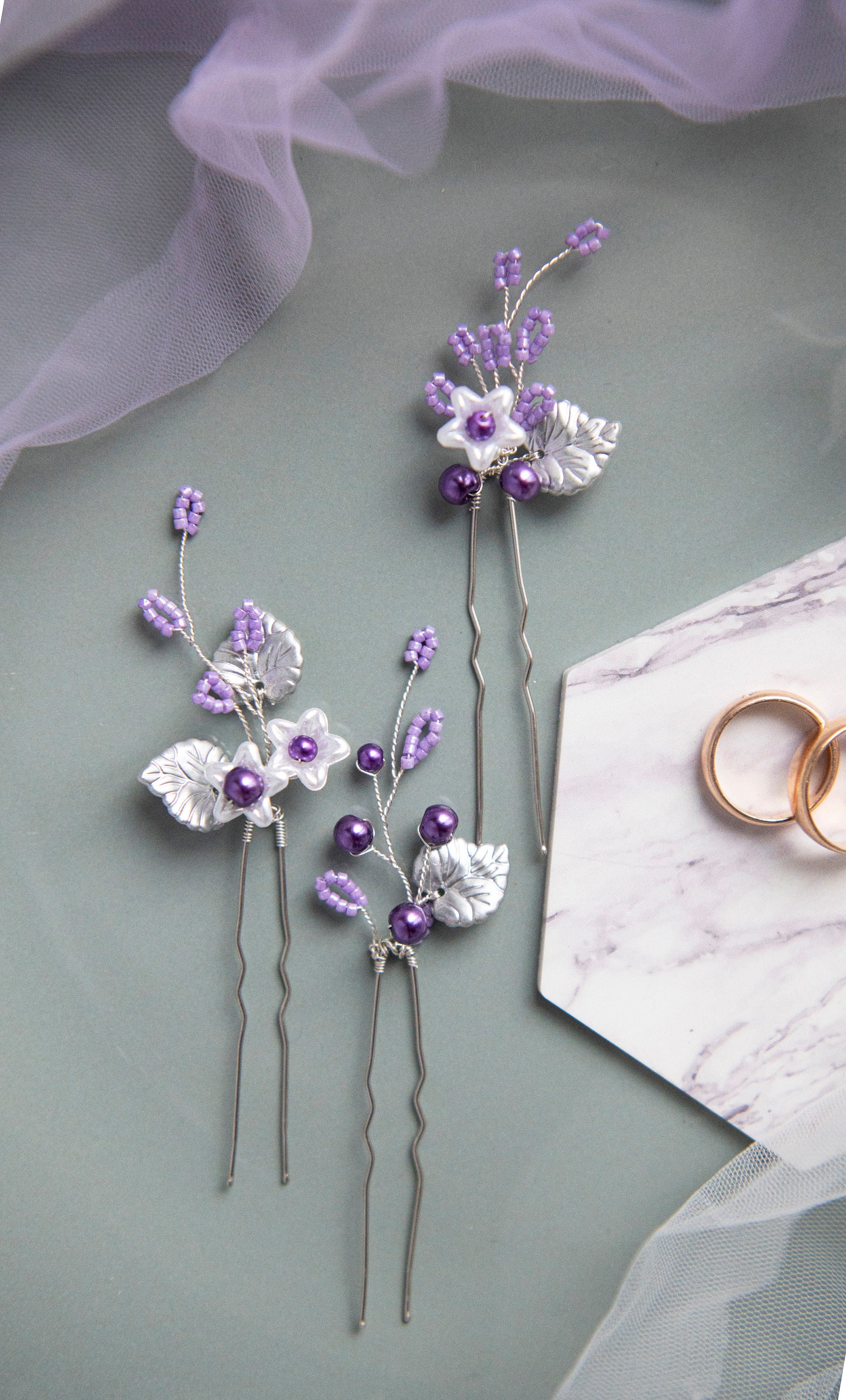 Lavender Hair Pins Purple Hair Pins Bridesmaid Hair Pins Etsy