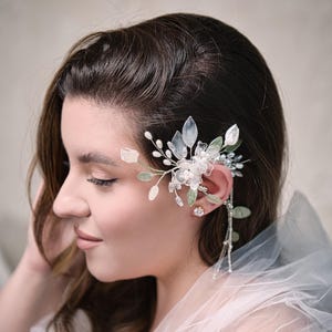 Floral Wedding Ear Cuff: Elvish Bridal Ear Wrap, No Piercing