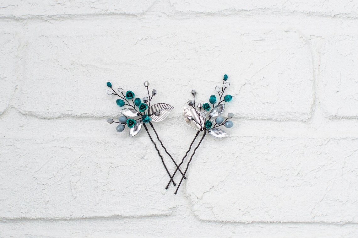 Emerald Hair Pin Turquoise Hair Pin Turquoise Hairpiece Etsy