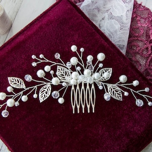 Swarovski Crystal Bridal Hair Comb: White Pearl Wedding Headpiece