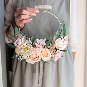 Blush Pink Flower Hoop Bouquet: Artificial Rose Wedding Ring