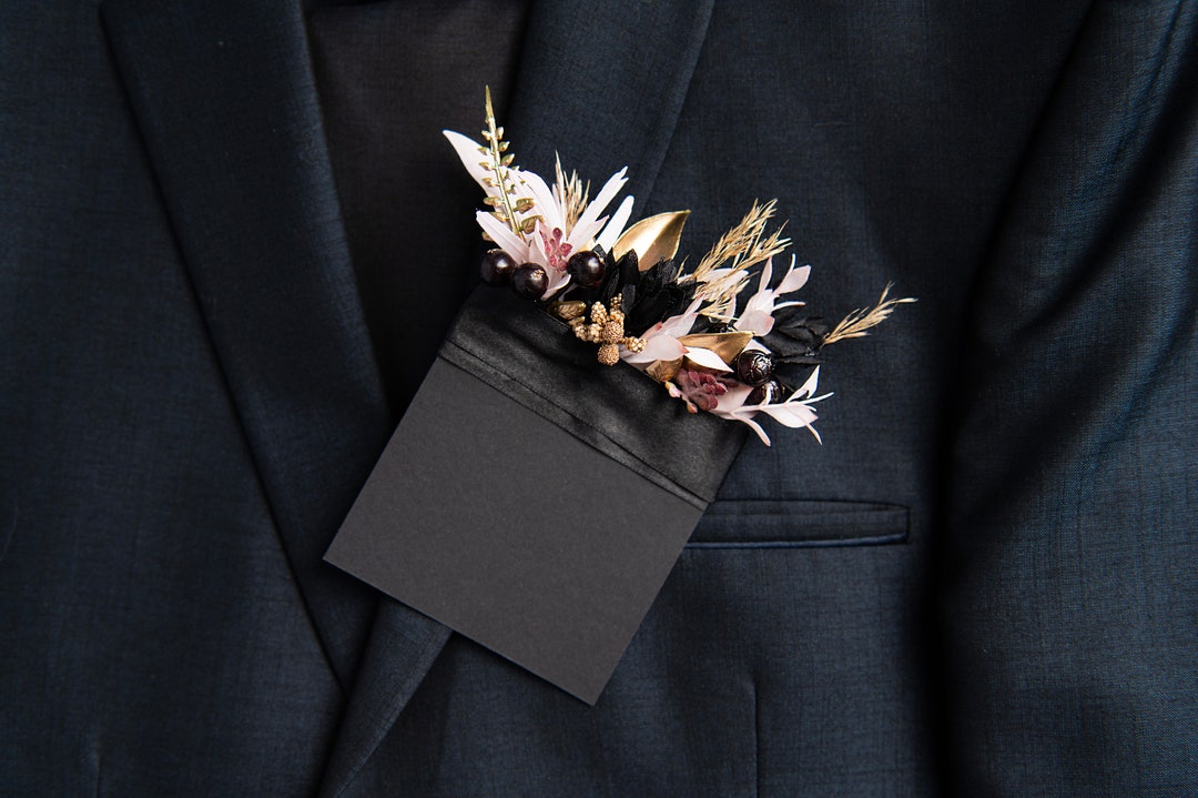Pocket Square Boutonniere Black Pocket Square Boutonniere Gothic Square