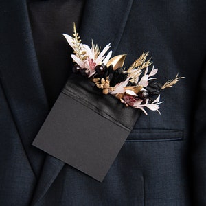 Einstecktuch Boutonniere Schwarz Einstecktuch Boutonniere Gothic Viereck Boutonniere Schwarz Gothic Hochzeitsboutonniere Schwarz Gothic Boutonniere