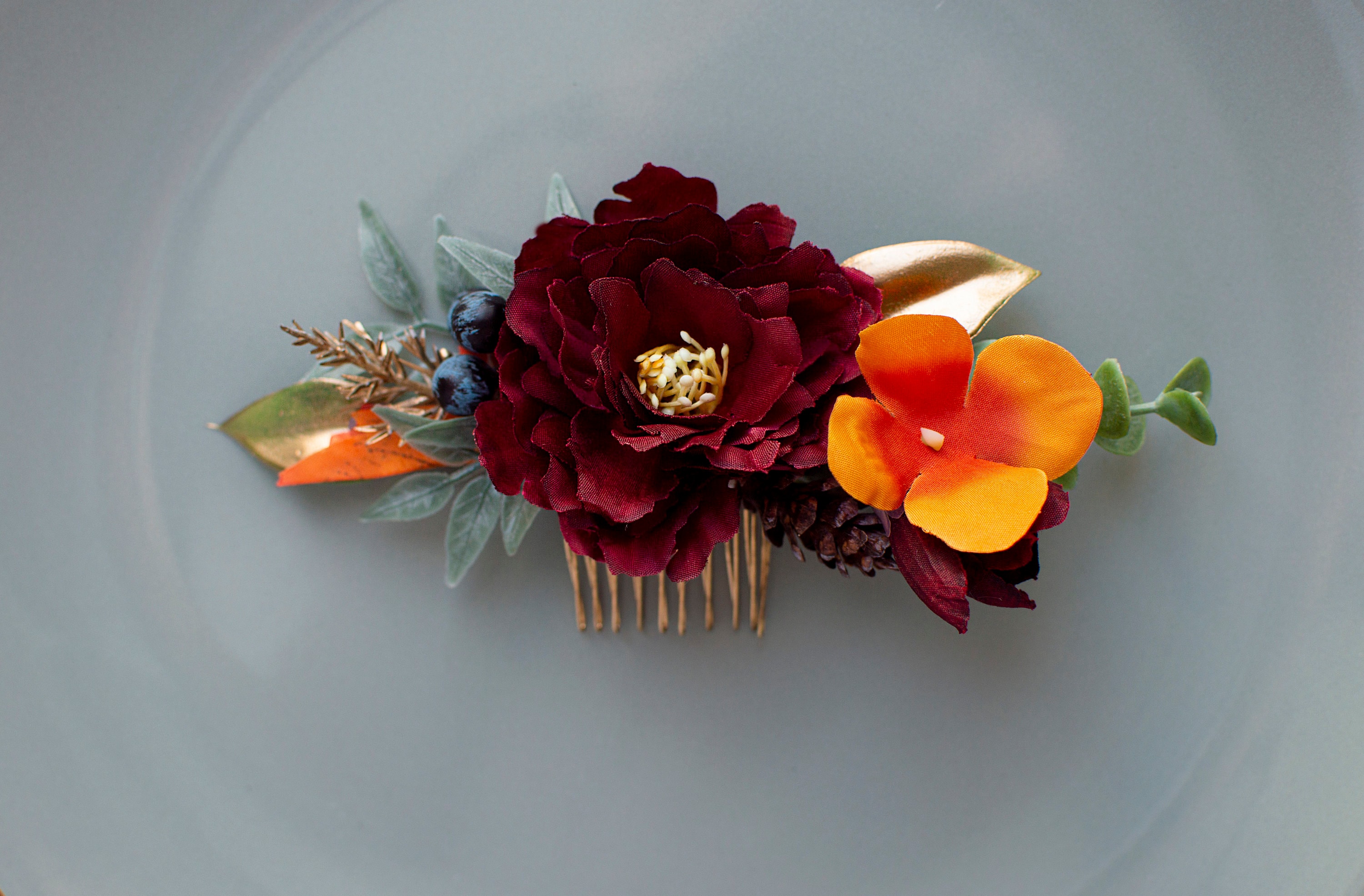 Autumn Hairpiece Autumn Hair Comb Burnt Orange Hair Comb Etsy