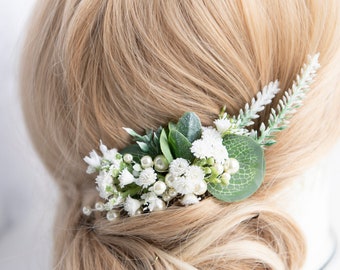 Greenery hairpiece Wedding eucalyptus hair comb Wedding eucalyptus hairpiece Greenery hairpiece wedding Greenery bridal comb Gypsophila hair