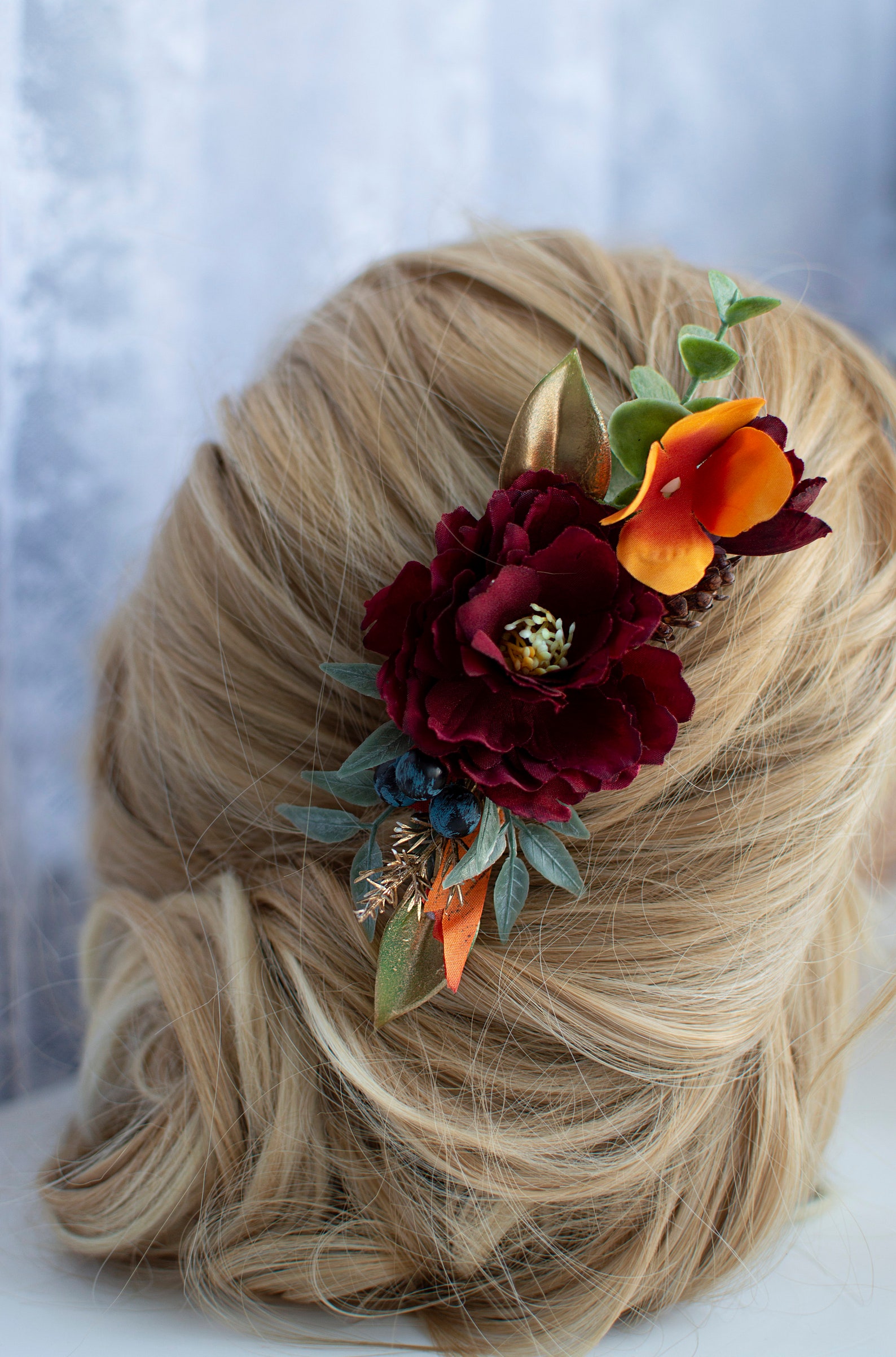 Autumn Hairpiece Autumn Hair Comb Burnt Orange Hair Comb Etsy