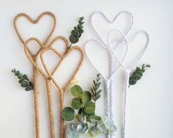 White Flower Girl Wand: Twine & Satin Ribbon Wedding Wand