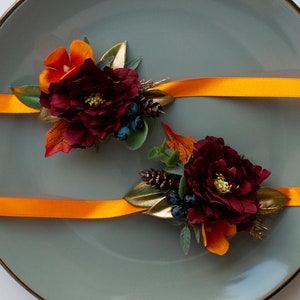 Wrist Corsages in Rust & Sepia