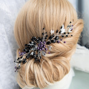 Purple Crystal and Silver Hair Comb - Etsy display picture 1