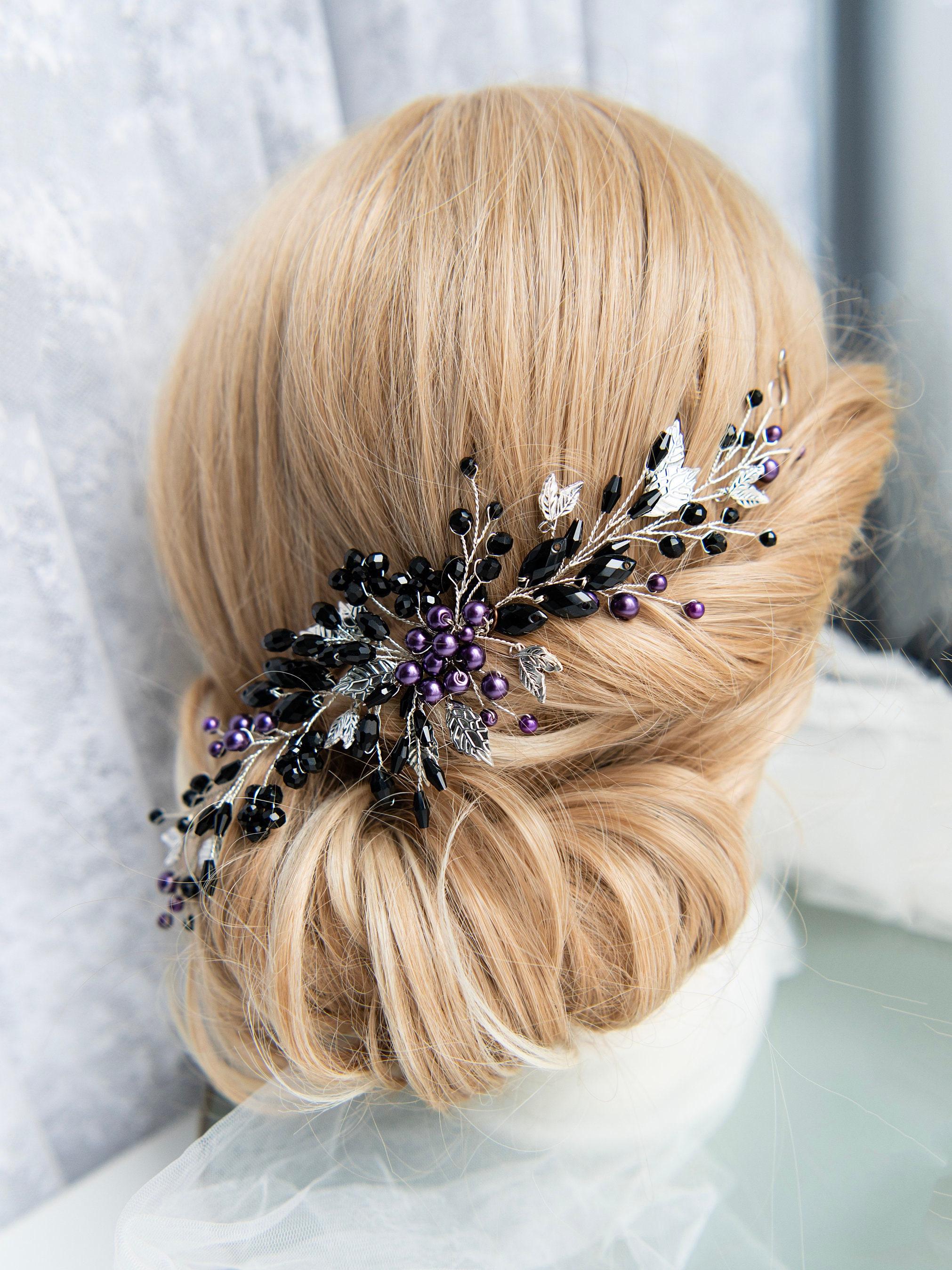Purple Crystal and Silver Hair Comb - Etsy