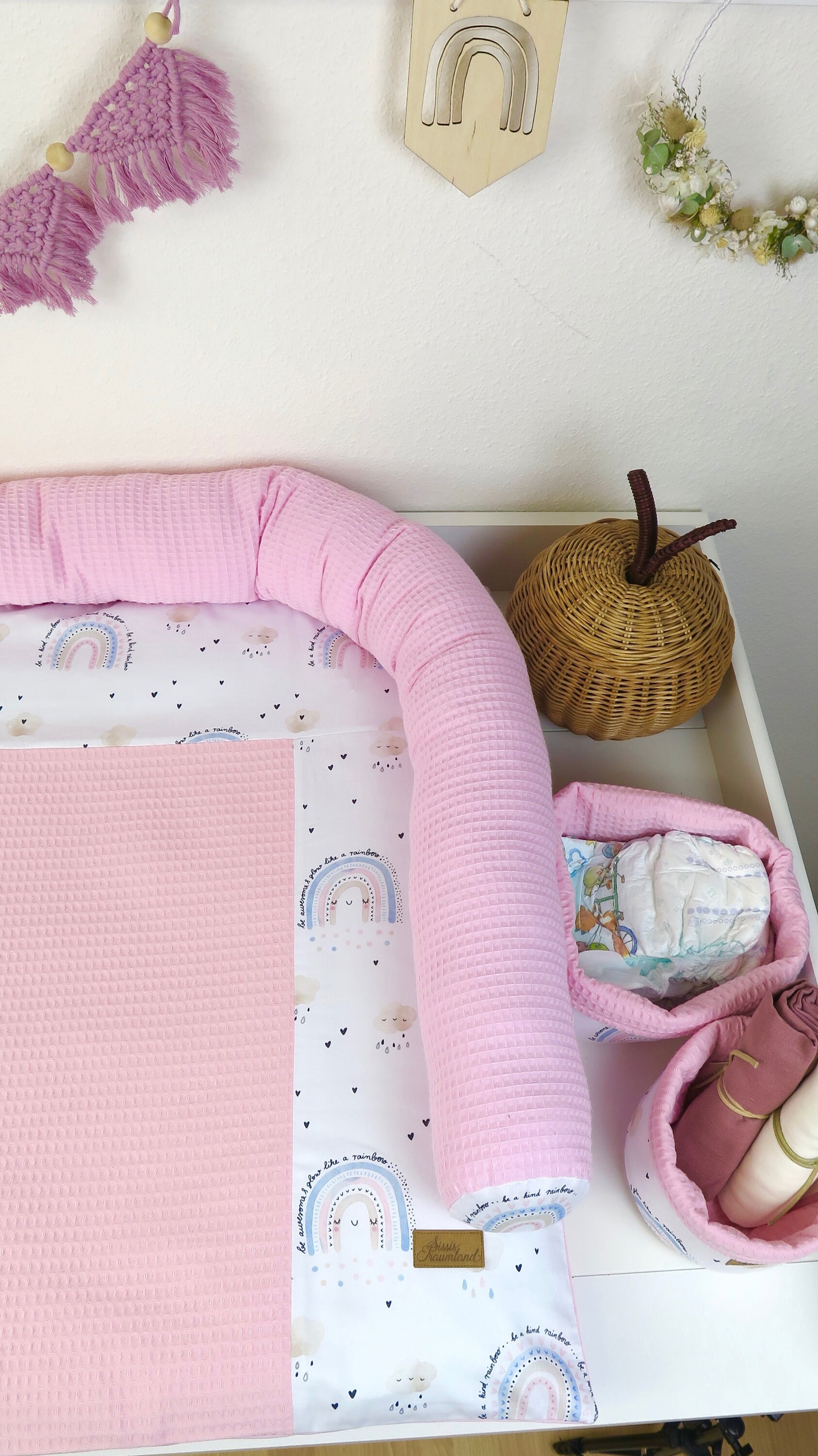 Changing Table Changing Table Cover Rainbow Boho Pink Made to Etsy UK