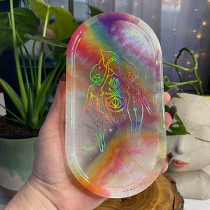 Piatto/vassoio per gingilli in resina da viaggio per ragazze arcobaleno galattico