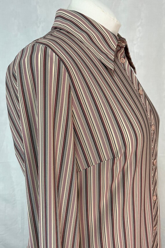 Vintage  Smart Women's Blouse 1990s Thin Striped … - image 2