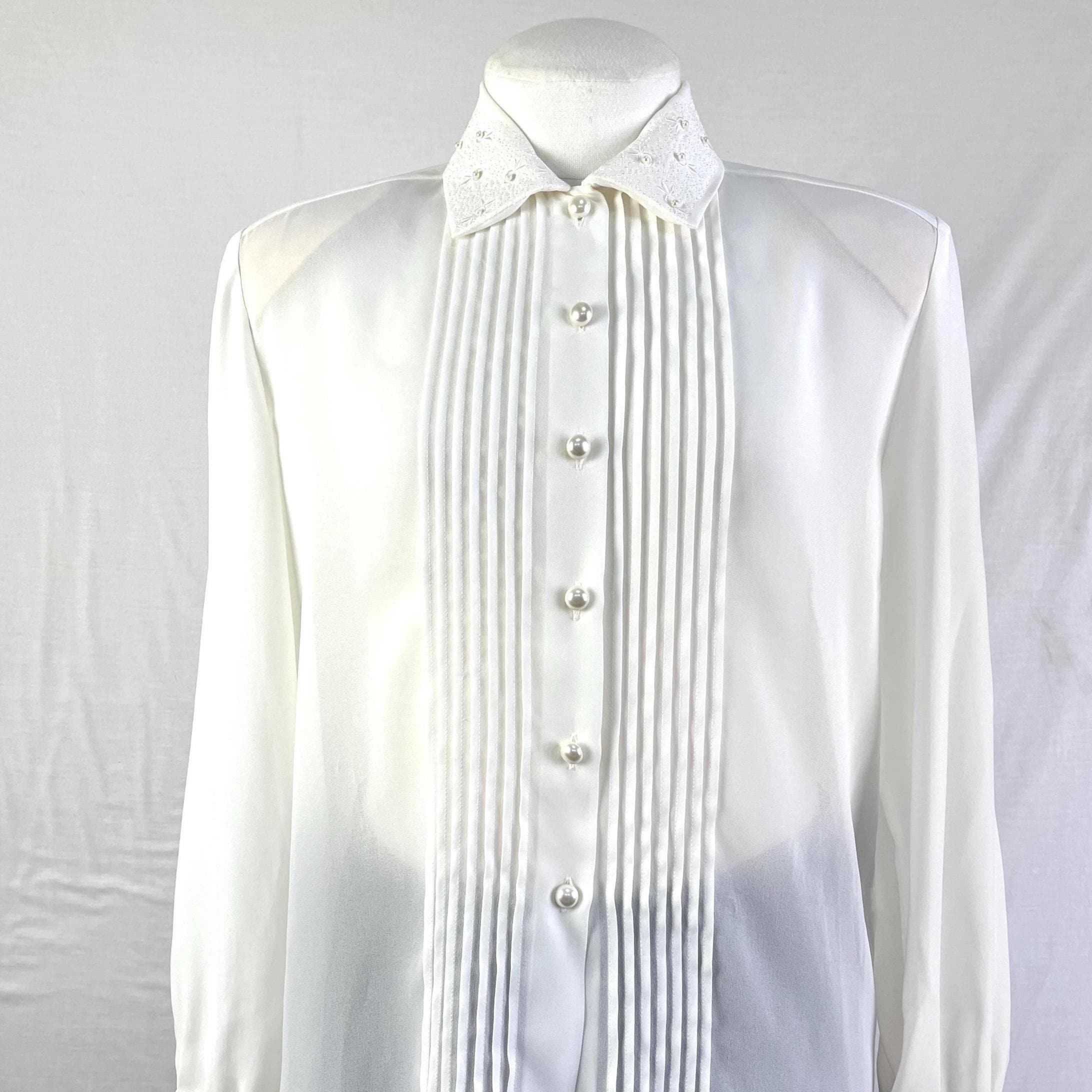 シャツ/ブラウス(長袖/七分) antique blouse with crochet and pintucks Huuilaibazoo Women Elegant Party Shirts Lace Crochet Long Sleeve