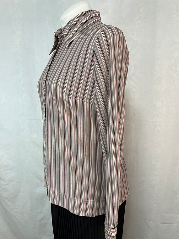 Vintage  Smart Women's Blouse 1990s Thin Striped … - image 3
