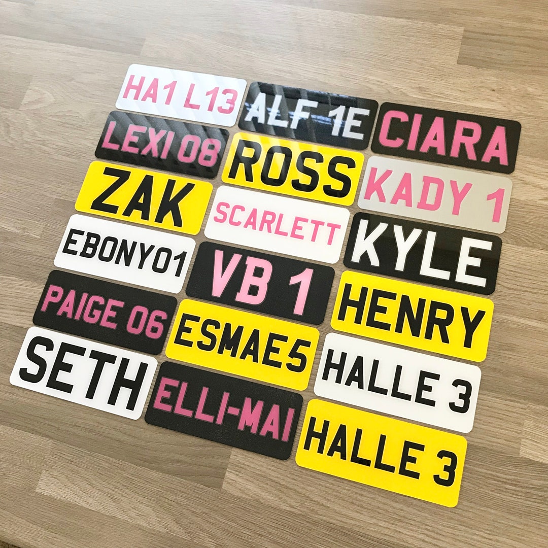 Personalised Kids Plastic Number Plates Custom Name Plate Etsy UK