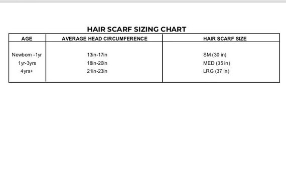 Scarf Size Chart