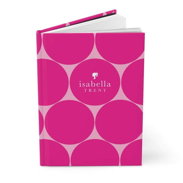 5.75"x8" Personalized BARBIE KATE SPADE inspired, Pink Circles Hardcover Journal Matte, Perfect Valentine's Day Gift for Her