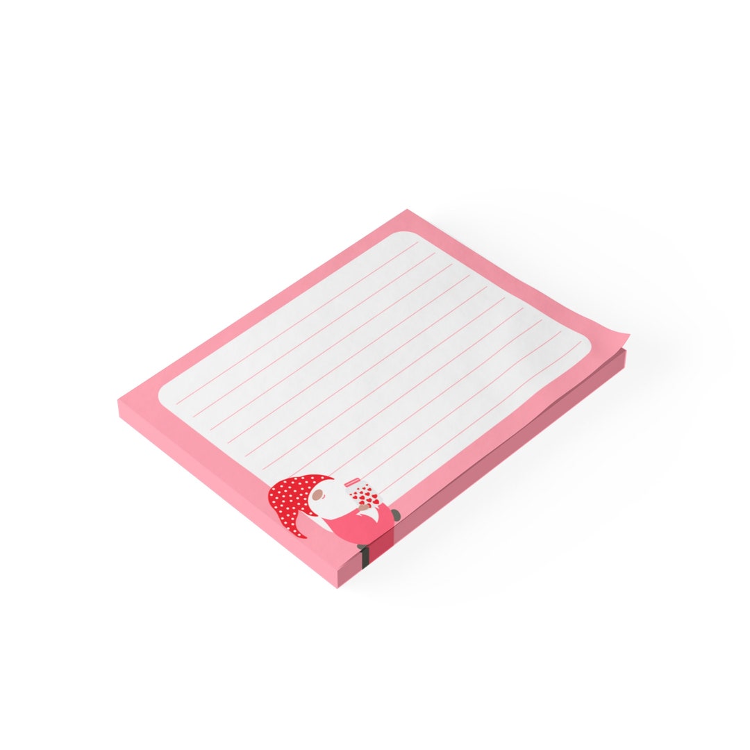 4x3 Post-it® Note Pads PINK GNOME Daily NOTES Ruled No Date Valentine's ...