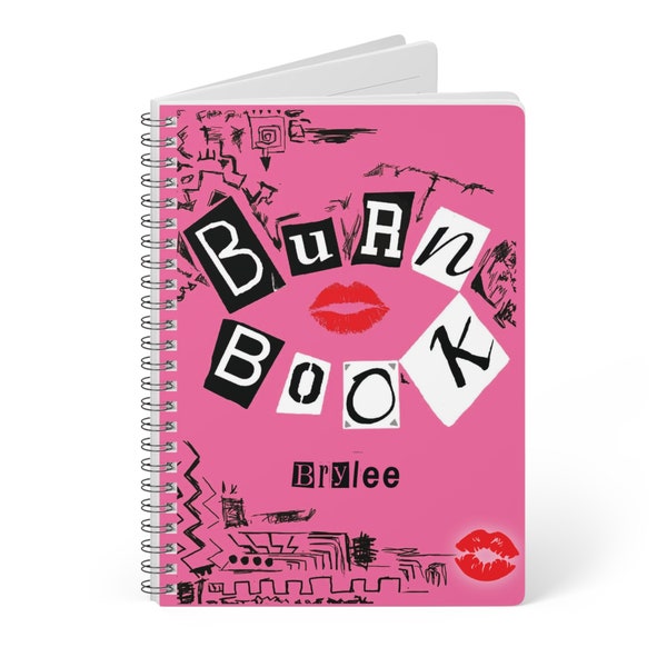 BURN BOOK Wirebound Spiral Softcover Notebook A5, 118 ruled line pages, Regina George - Mean Girls Inspired Cover, UK Shipping Fast