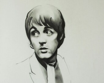 Paul Mccartney Pen Drawing Portrait: Middle Finger Fan Art Print
