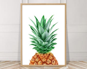 Pineapple Print, Tropical Printable Art, Pineapple Poster, Pineapple Art Print, Digital Download, Green Home Decor, Fruit Print Wall Art