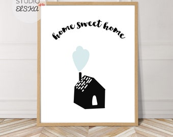 Home Sweet Home Printable Art - Digital Download, Home decor, Wall decor, Housewarming gift, Typography Print, Home Sweet Home Art Print